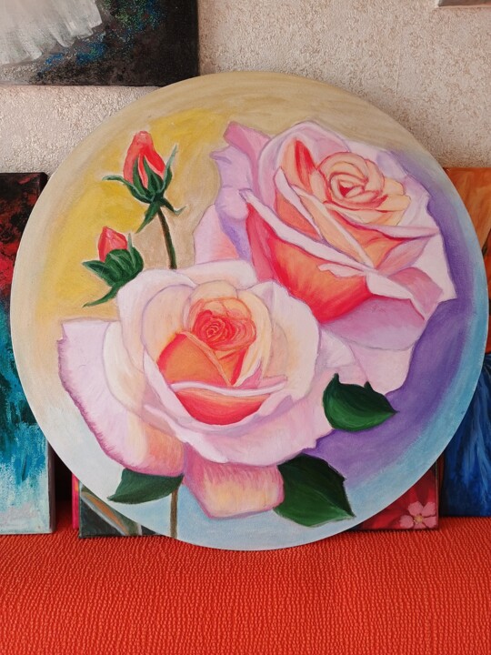 Розовые розы 绘画, 19.7x19.7 in