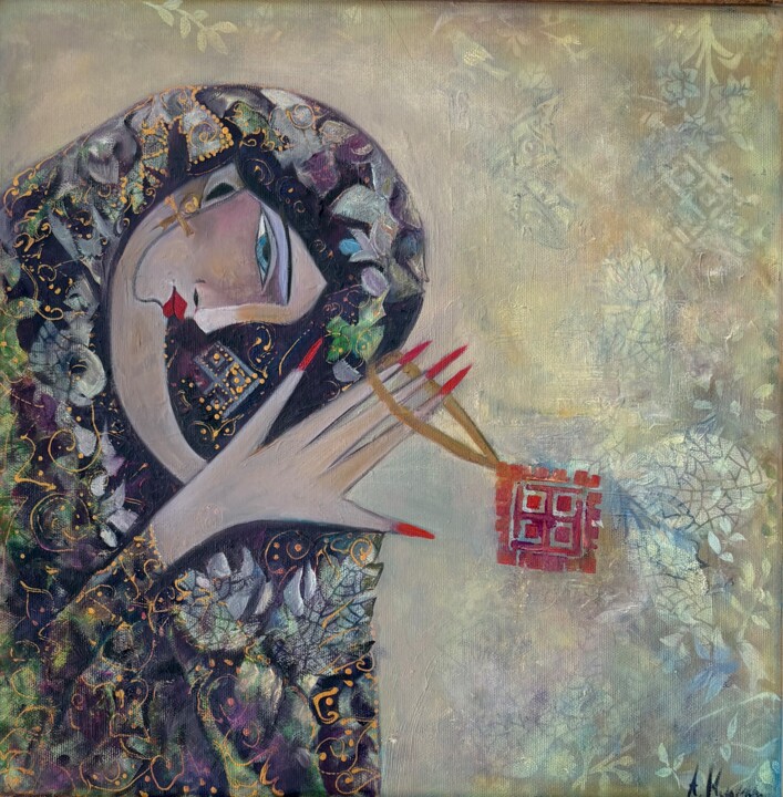 Schilderij getiteld "„Шевица от цветове“" door Anna Mytavska (Cabrerra), Origineel Kunstwerk, Olie Gemonteerd op Frame voor…