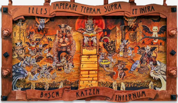 Boschkätzchen: Pecto's Inferno 雕塑, 59.8x107.1 in