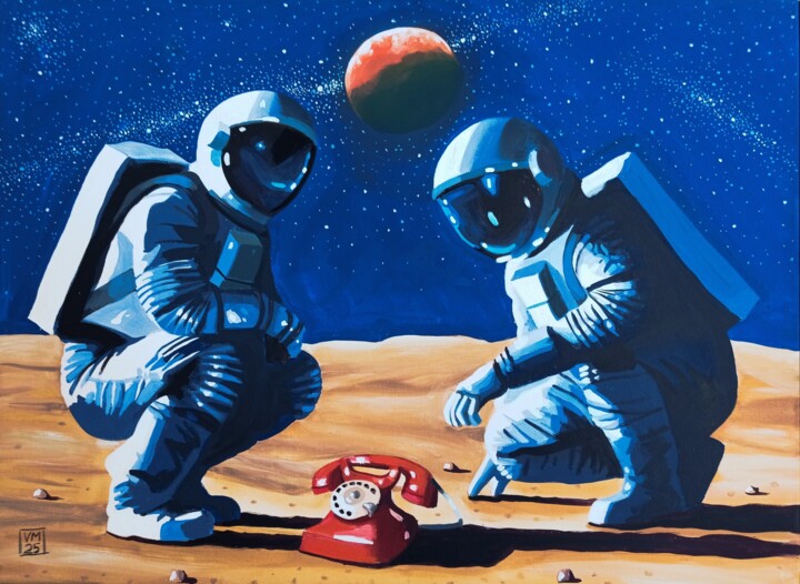 Painting titled "Missed Call" by Vincenzo Marino, Original Artwork, Acrylic