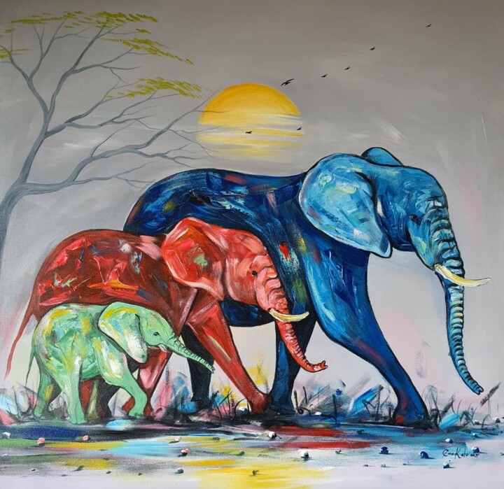 At dusk in the Savannah 绘画, 35.4x35.4 in