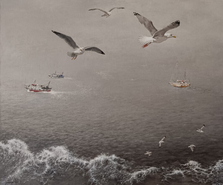 Malerei mit dem Titel "The Liner is Sailin…" von Tatyana Palchuk, Original-Kunstwerk, Öl