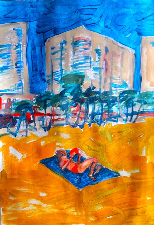 Kafka's reading 绘画, 16.5x11.7 in