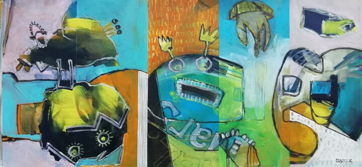Abstract fragments 03 绘画, 15.8x35.4 in