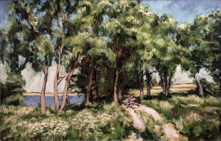绘画 标题为“LANDSCAPE. BY THE R…” 由Ilgonis Rinkis, 原创艺术品, 油