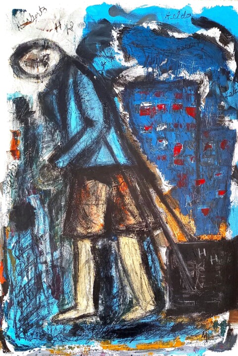 Pintura intitulada "GENTE QUE PASSA" por Alfredo Marceneiro, Obras de arte originais, Acrílico Montado em Armação em madeira