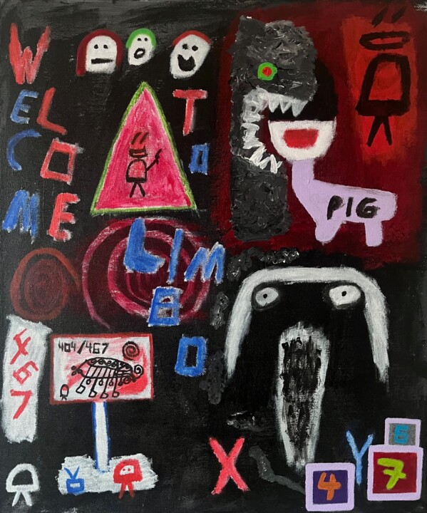 Painting titled "Horror Tape 404/467" by Carri Konttinen, Original Artwork, Acrylic