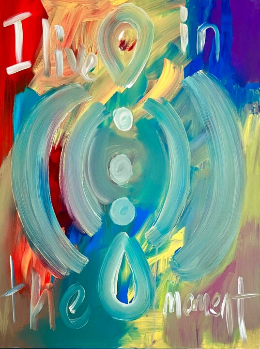 Painting titled "I live in the moment" by Yağmur Turan, Original Artwork, Acrylic