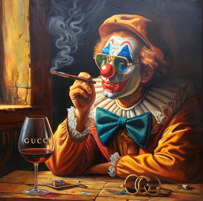 " Il sorriso dell'illusione " 绘画, 27.6x27.6 in