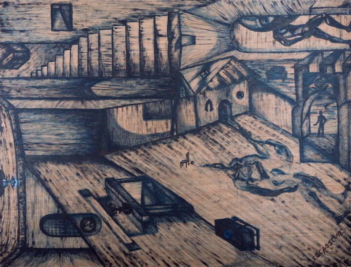 Ein Spiel zwischen Raumgefühl und Verwirrung Pittura, 41,3x55,7 in