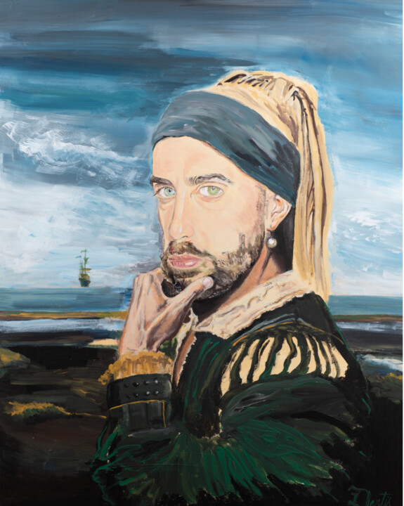 Le jeune homme à la perle Tablo, 31,5x25,6 in