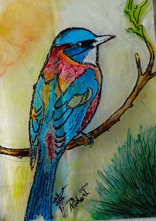 Pájaro vitral 绘画, 9.5x6.7 in