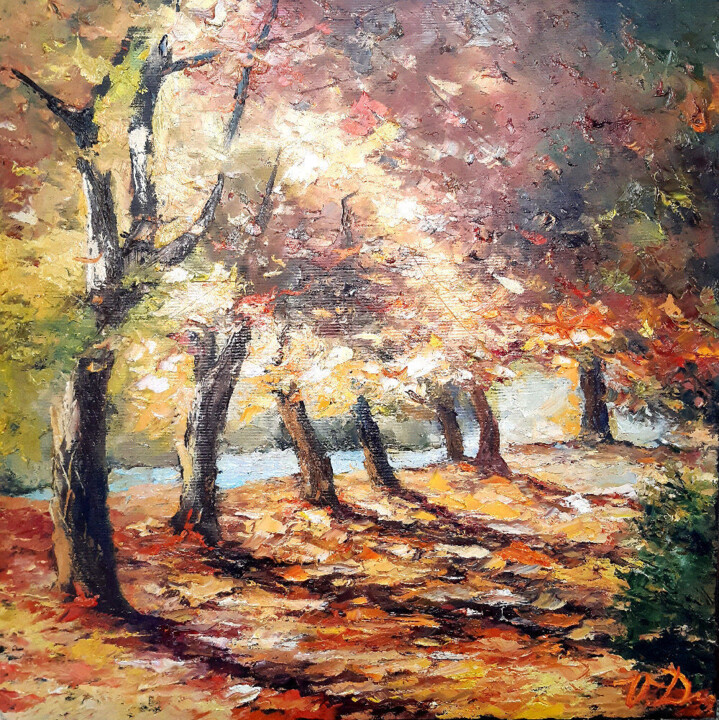 Painting titled "Autumn-2" by Vladislav Dmitrijev, Original Artwork, Oil