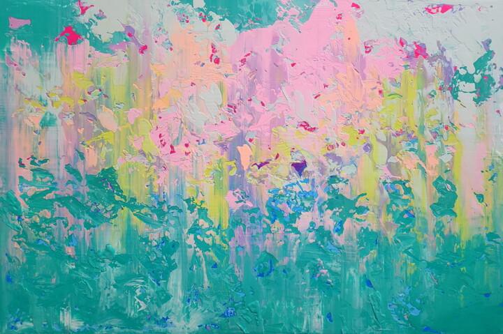 Schilderij getiteld "Abstract 2534" door Alex Senchenko, Origineel Kunstwerk, Acryl Gemonteerd op Frame voor houten brancard