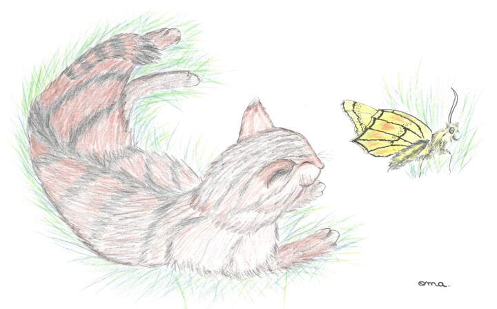 Chat et papillon 图画