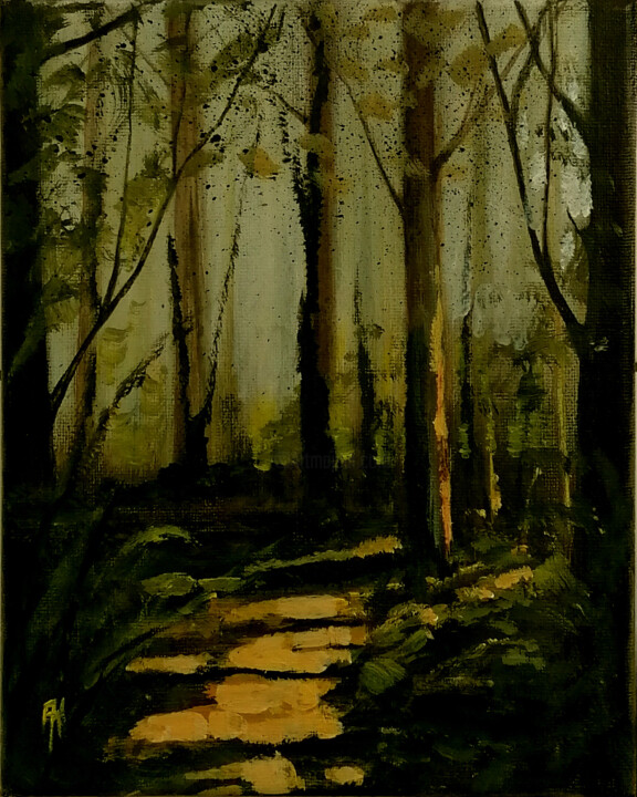 Painting titled "Setting" by Alan Harris, Original Artwork, Acrylic Mounted on Wood Stretcher frame