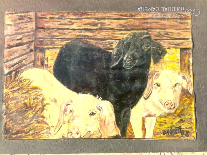 Animaux de la Ferme 绘画, 7.5x10.6 in