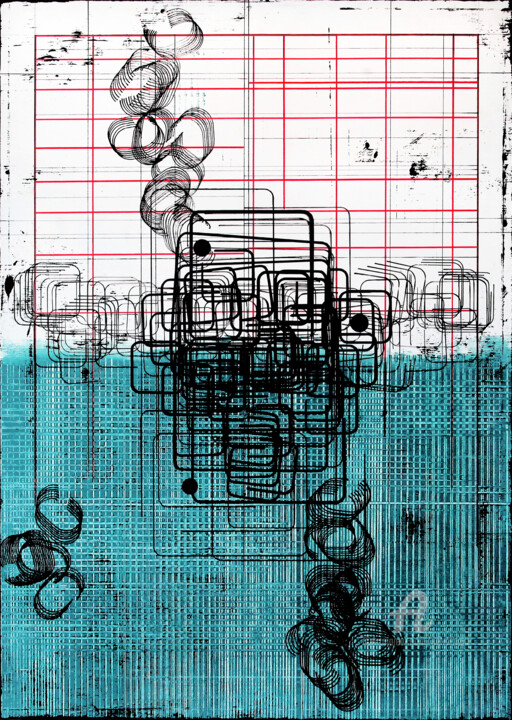 Tekening getiteld "Entropy Zone 4." door Petr Strnad, Origineel Kunstwerk, Inkt