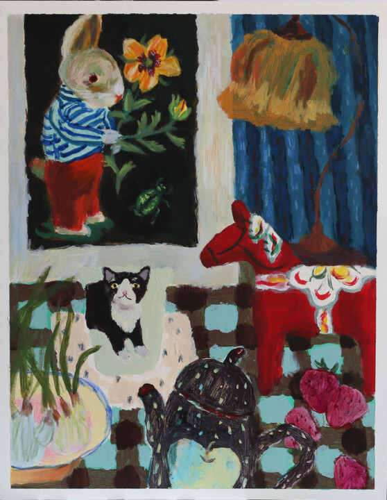 Schilderij getiteld "On the table N.10" door Ying Zhang, Origineel Kunstwerk, Acryl