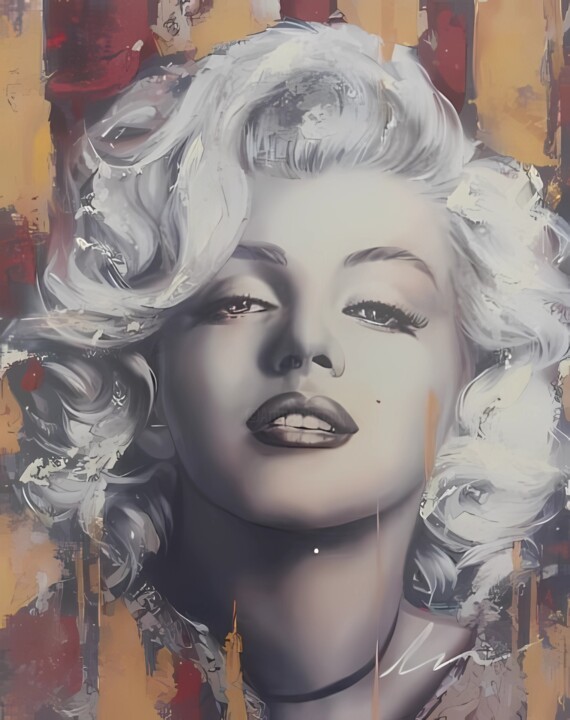 Schilderij getiteld "Marilyn Monroe silv…" door Filip Petrovic, Origineel Kunstwerk, Acryl Gemonteerd op Frame voor houten b…