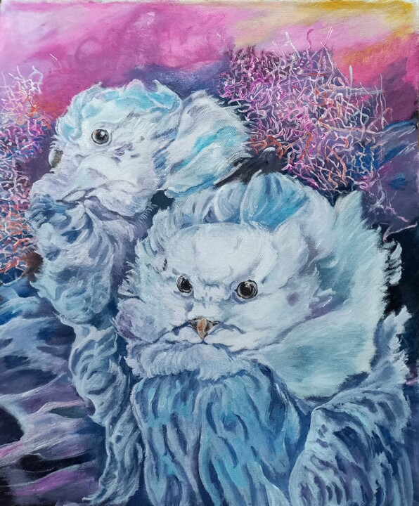 Две полярных совы 绘画, 23.6x19.7 in