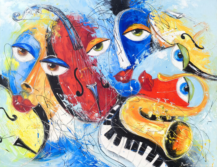 Schilderij getiteld "Abstract Musical Rh…" door Marietta Martirosyan, Origineel Kunstwerk, Olie Gemonteerd op Frame voor hou…