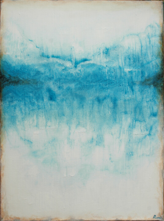 Schilderij getiteld ""Distant Blue"" door Rumen Spasov, Origineel Kunstwerk, Acryl Gemonteerd op Frame voor houten brancard