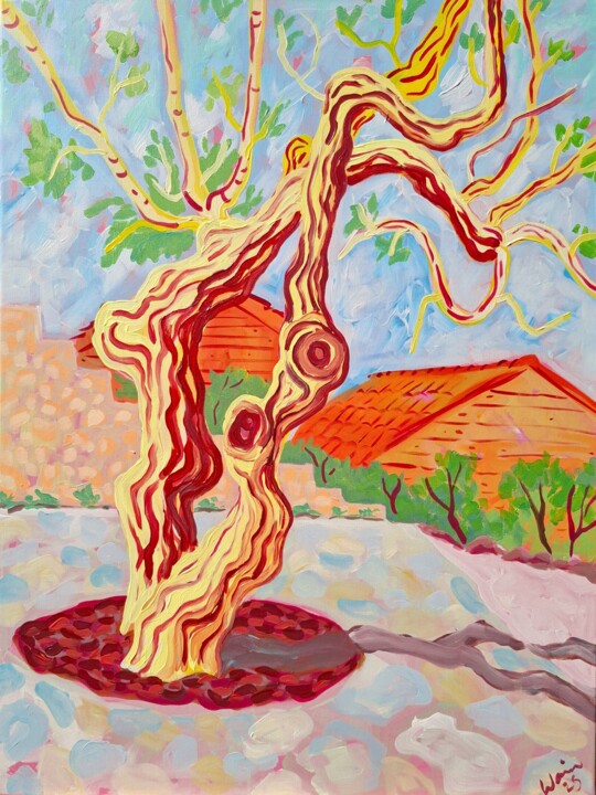 Painting titled "Iberian Tree near A…" by Kirsty Wain, Original Artwork, Acrylic Mounted on artwork_cat.