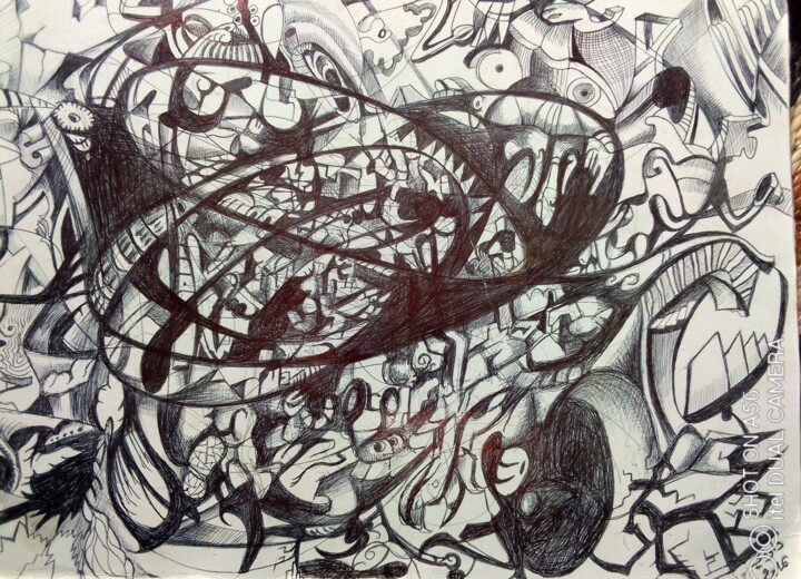 Drawing titled "Galaxiesssss" by Daoudi Mohamed, Original Artwork, Ballpoint pen