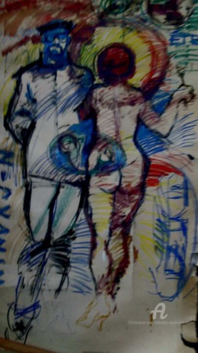 Rapel toi Barbara...? Schilderij, 63x31,5 in