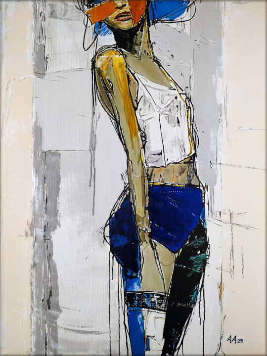 Schilderij getiteld "Pas assemblé" door Alexander Aksyonov, Origineel Kunstwerk, Acryl Gemonteerd op Frame voor houten branc…