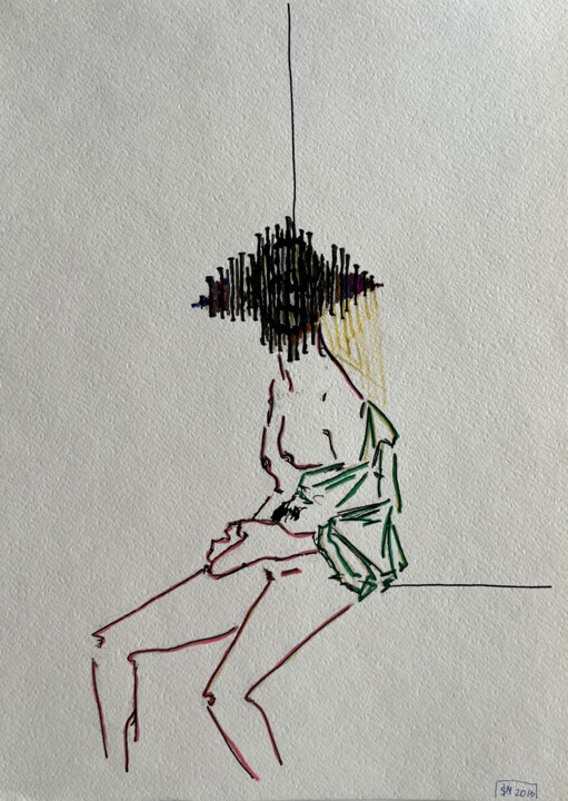 Tekening getiteld "1'p[l / The Woman W…" door Leni Smoragdova, Origineel Kunstwerk, Marker