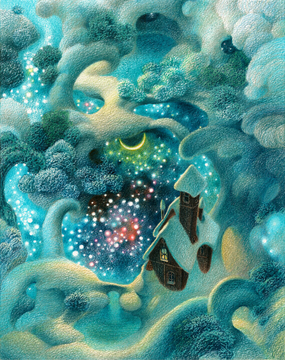 THE HOUSE OF WANDERING DOVE. WINTER Disegno, 16,1x12,6 in