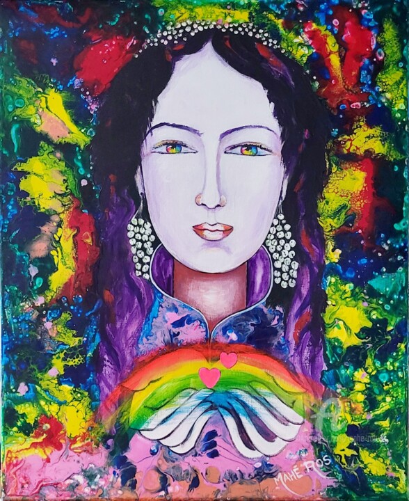 Peinture intitulée "Rainbow" par Mahé Ros, Œuvre d'art originale, Acrylique Monté sur Châssis en bois