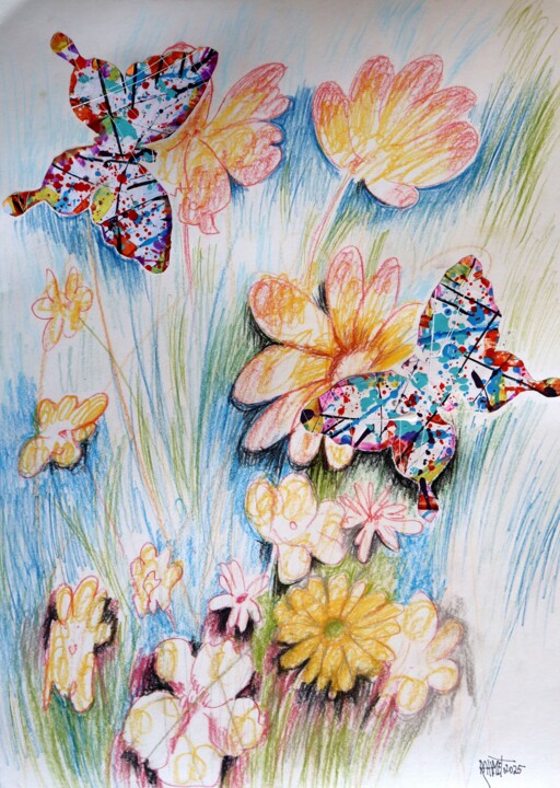Fantasy with Flowers 253 Painting, 23.2x16.5 in