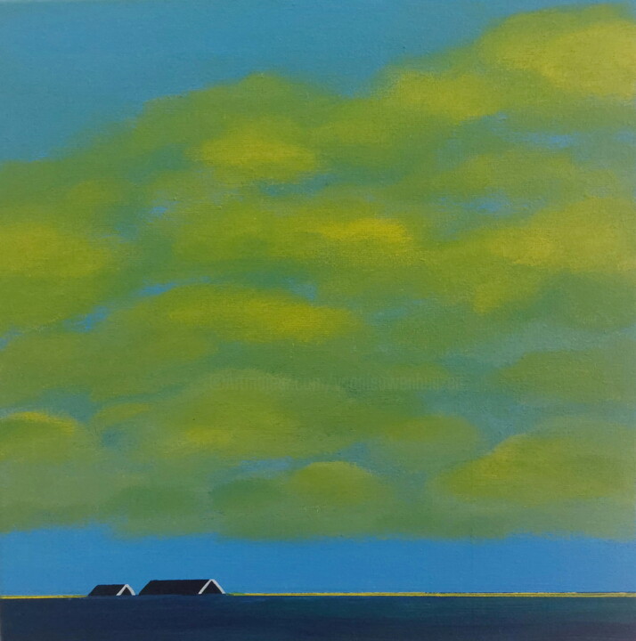 Ζωγραφική με τίτλο "Golden Morning" από Nelly Van Nieuwenhuijzen, Αυθεντικά έργα τέχνης, Ακρυλικό Τοποθετήθηκε στο Ξύλινο φο…