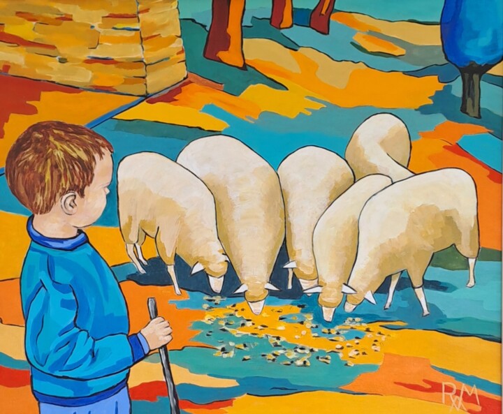 Hugo, le petit pastre 绘画, 15x18.1 in
