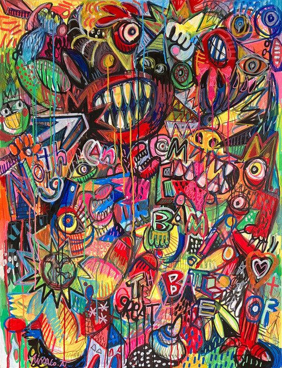 THE GREAT BATTLE 绘画, 45.7x35 in