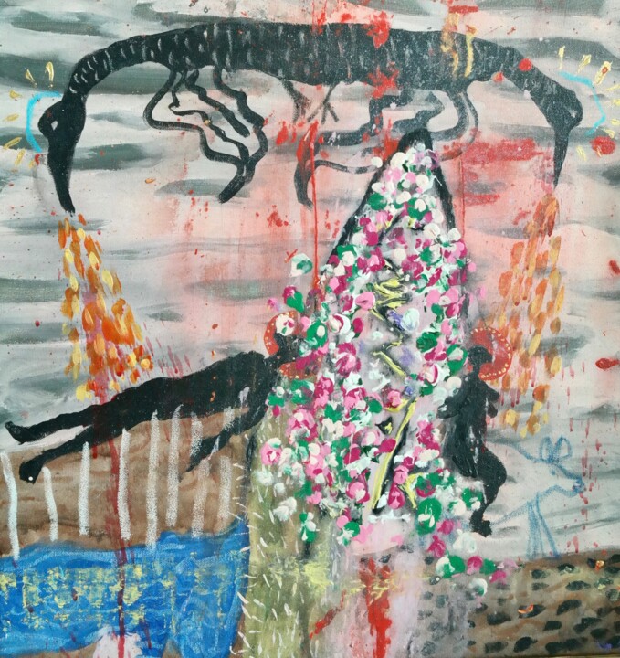 Çiçekler Kusuyorum 绘画, 22.1x20.9 in