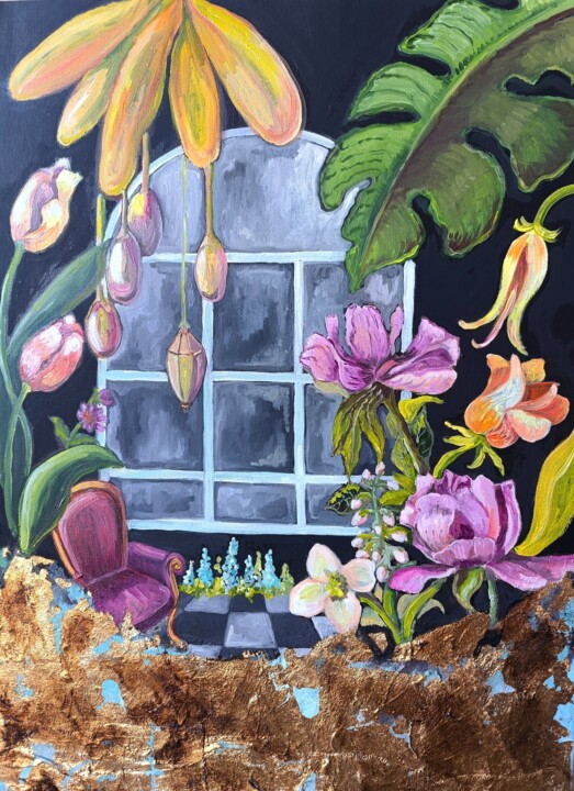 “Bloom Beyond the Glass” Картина, 27,6x19,7 in