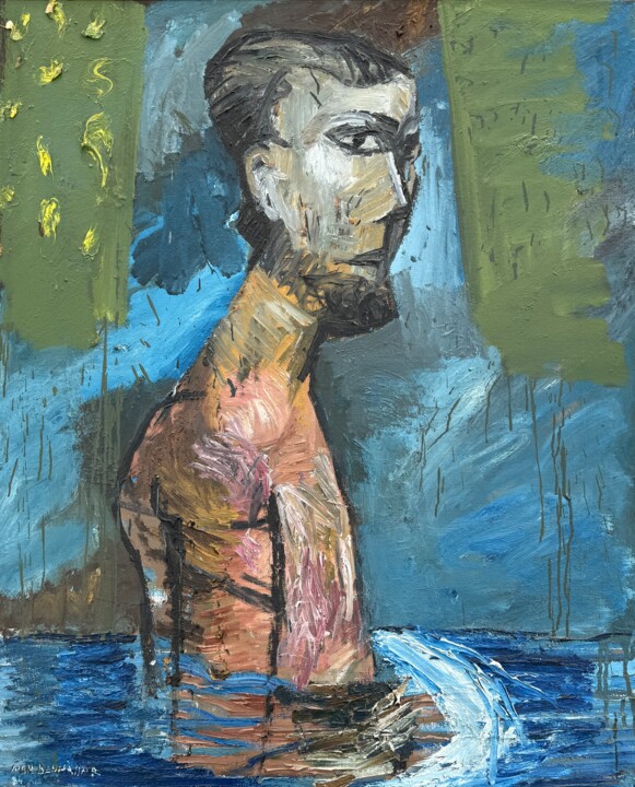 Hombre emergiendo del agua 绘画, 39.4x31.9 in