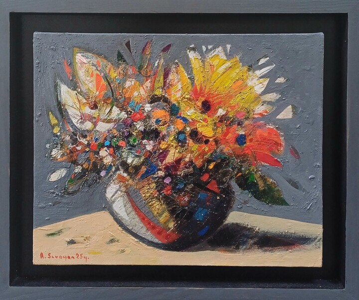 Schilderij getiteld "Colors of the Wild…" door Aram Sevoyan, Origineel Kunstwerk, Olie Gemonteerd op Frame voor houten branc…