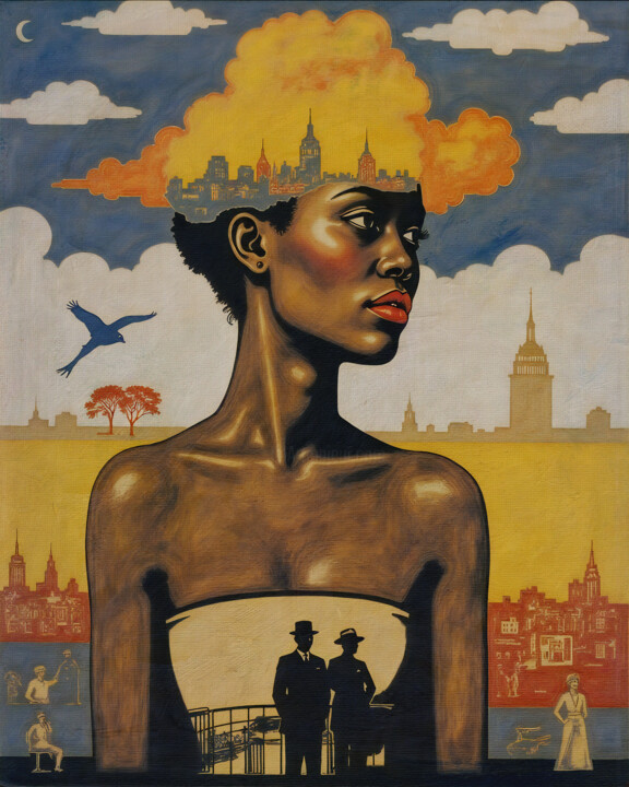 The Duality of Dreams and Reality 拼贴, 24.6x19.7 in