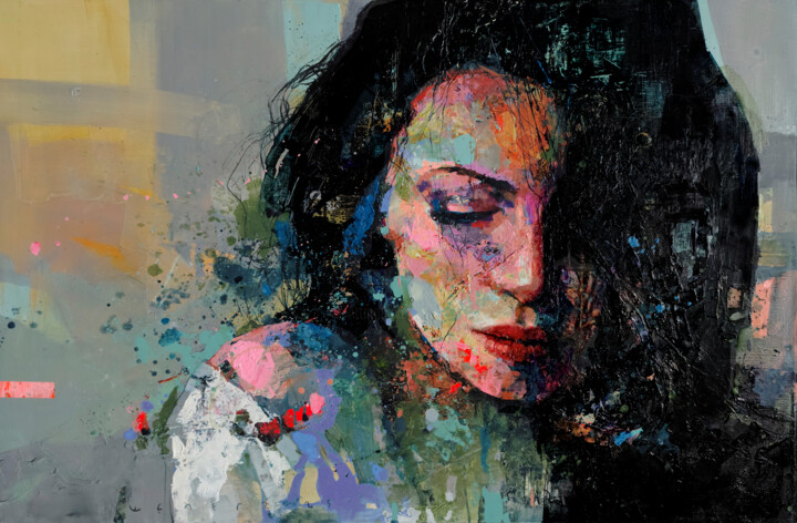 Pintura intitulada "Fermata" por Viktor Sheleg, Obras de arte originais, Óleo Montado em Armação em madeira