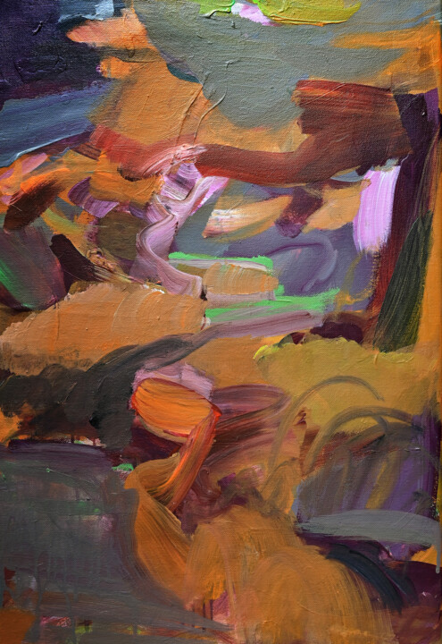 Peinture intitulée "Orange" par Asta Kulikauskaite Krivickiene, Œuvre d'art originale, Acrylique Monté sur Châssis en bois