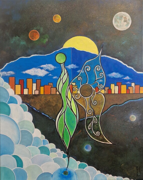 Peinture intitulée "Germination" par Ralph.S, Œuvre d'art originale, Huile Monté sur Châssis en bois