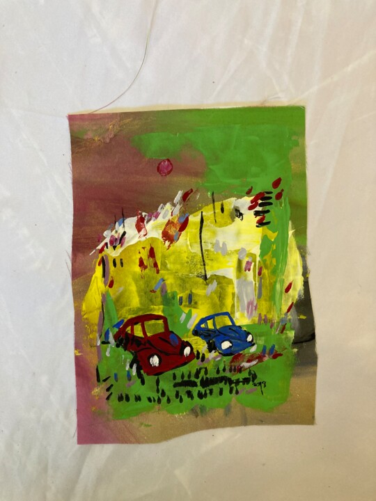 Kırmızı ve Mavi 绘画, 7.5x5.1 in