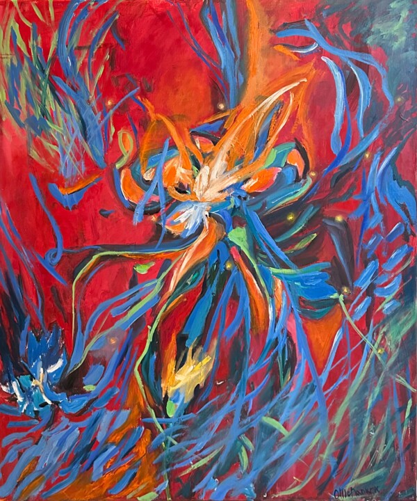 Schilderij getiteld "When I Drowned in S…" door Olga Mcnamara, Origineel Kunstwerk, Olie Gemonteerd op Frame voor houten bra…