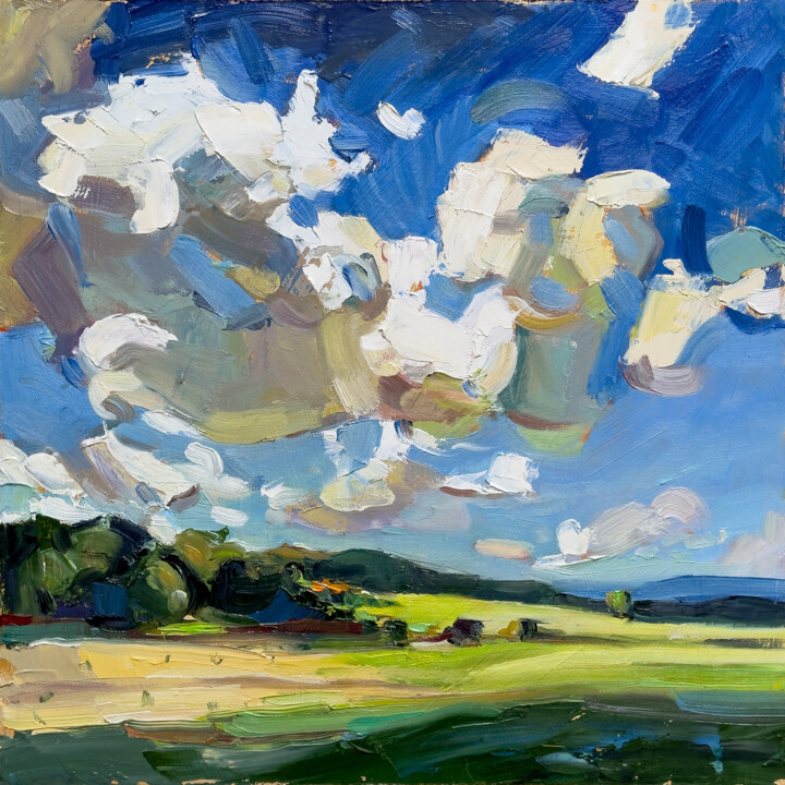 Schilderij getiteld "Cloud Waltz" door Daria Zavadenko, Origineel Kunstwerk, Olie