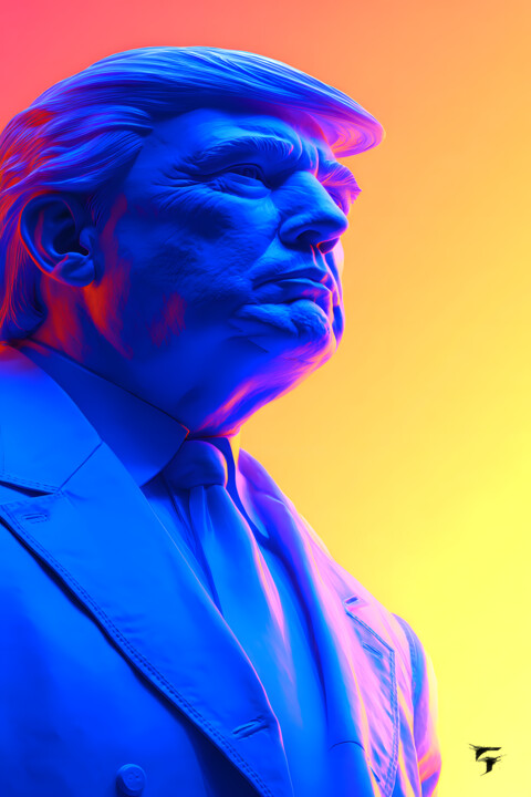 Portrait Futuriste de Donald Trump Arte digitale, 47,2x31,5 in